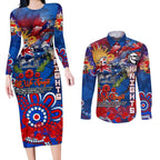 Personalised Australia Rugby Knights ANZAC Couples Matching Long Sleeve Bodycon Dress and Long Sleeve Button Shirt Newcastle Scratch Style