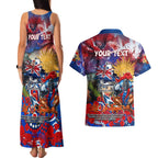 Personalised Australia Rugby Knights ANZAC Couples Matching Tank Maxi Dress and Hawaiian Shirt Newcastle Scratch Style