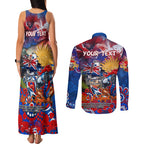 Personalised Australia Rugby Knights ANZAC Couples Matching Tank Maxi Dress and Long Sleeve Button Shirt Newcastle Scratch Style