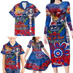 Personalised Australia Rugby Knights ANZAC Family Matching Long Sleeve Bodycon Dress and Hawaiian Shirt Newcastle Scratch Style