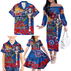 Personalised Australia Rugby Knights ANZAC Family Matching Off The Shoulder Long Sleeve Dress and Hawaiian Shirt Newcastle Scratch Style