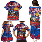 Personalised Australia Rugby Knights ANZAC Family Matching Puletasi and Hawaiian Shirt Newcastle Scratch Style