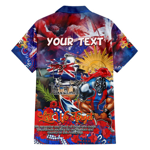 Personalised Australia Rugby Knights ANZAC Family Matching Puletasi and Hawaiian Shirt Newcastle Scratch Style