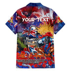 Personalised Australia Rugby Knights ANZAC Family Matching Short Sleeve Bodycon Dress and Hawaiian Shirt Newcastle Scratch Style
