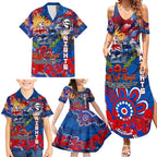Personalised Australia Rugby Knights ANZAC Family Matching Summer Maxi Dress and Hawaiian Shirt Newcastle Scratch Style