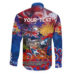 Personalised Australia Rugby Knights ANZAC Family Matching Summer Maxi Dress and Hawaiian Shirt Newcastle Scratch Style
