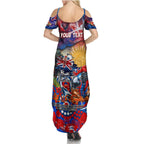 Personalised Australia Rugby Knights ANZAC Family Matching Summer Maxi Dress and Hawaiian Shirt Newcastle Scratch Style