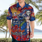 Personalised Australia Rugby Knights ANZAC Hawaiian Shirt Newcastle Scratch Style