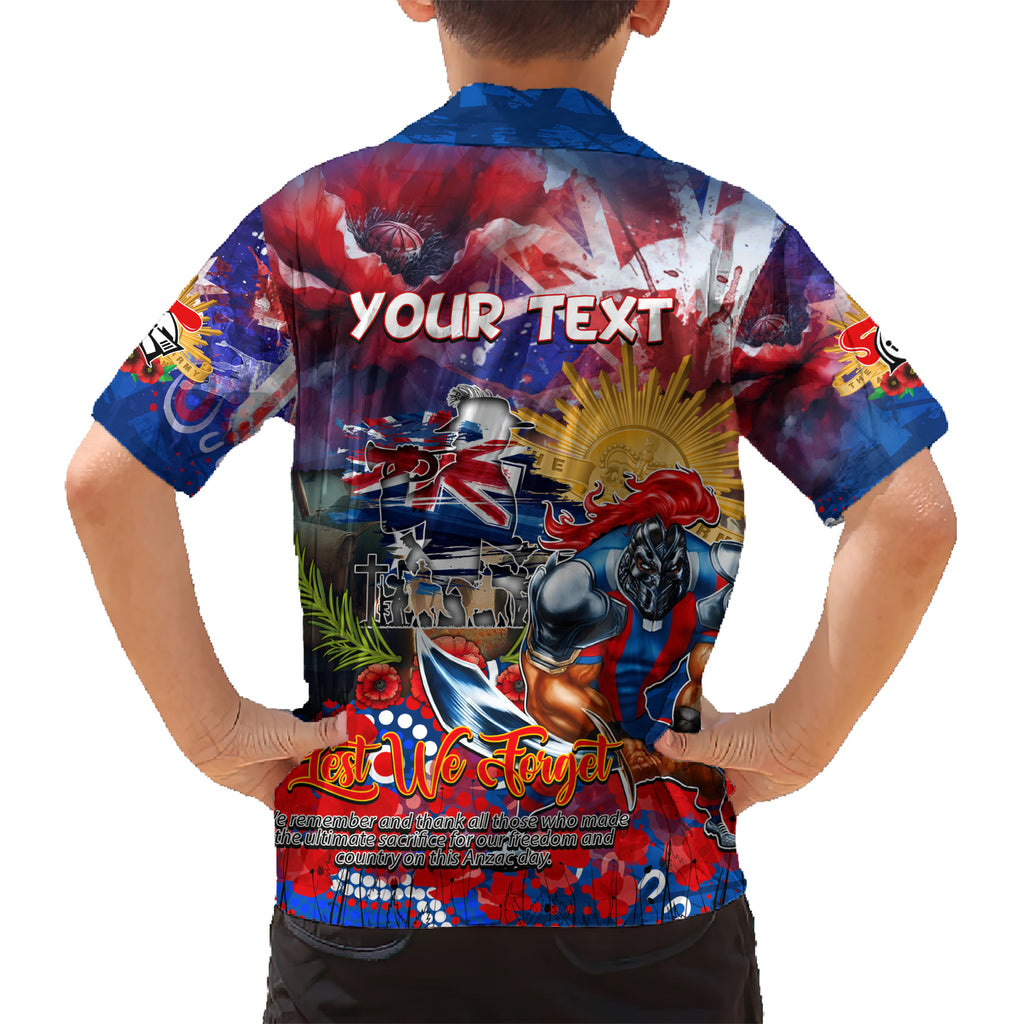 Personalised Australia Rugby Knights ANZAC Hawaiian Shirt Newcastle Scratch Style