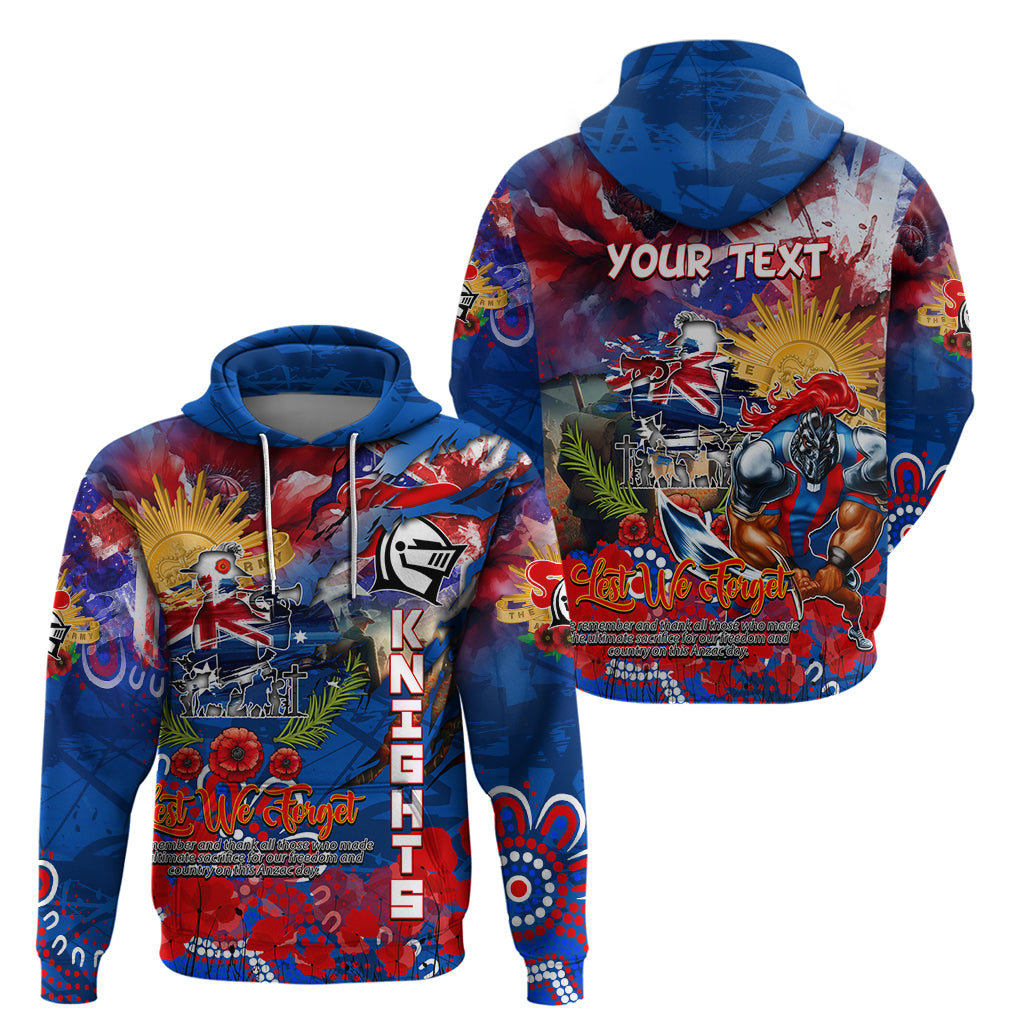 Personalised Australia Rugby Knights ANZAC Hoodie Newcastle Scratch Style