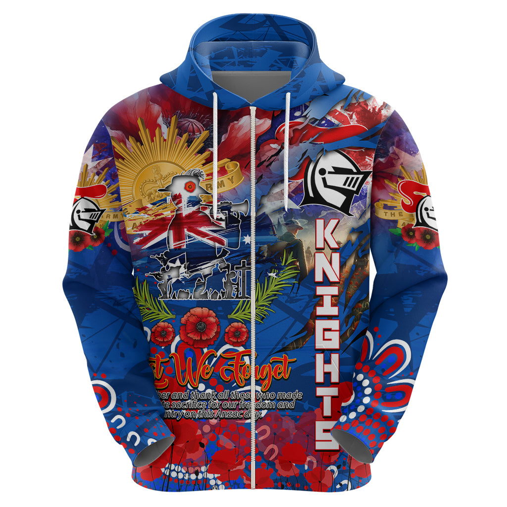 Personalised Australia Rugby Knights ANZAC Hoodie Newcastle Scratch Style