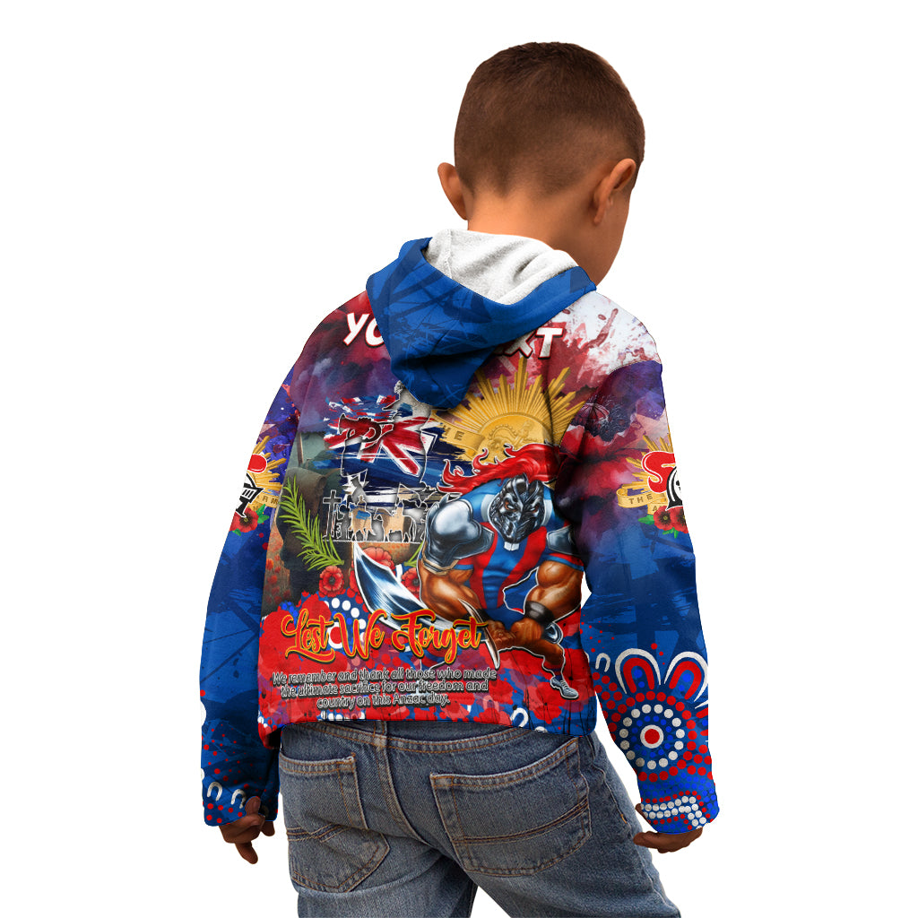 Personalised Australia Rugby Knights ANZAC Kid Hoodie Newcastle Scratch Style