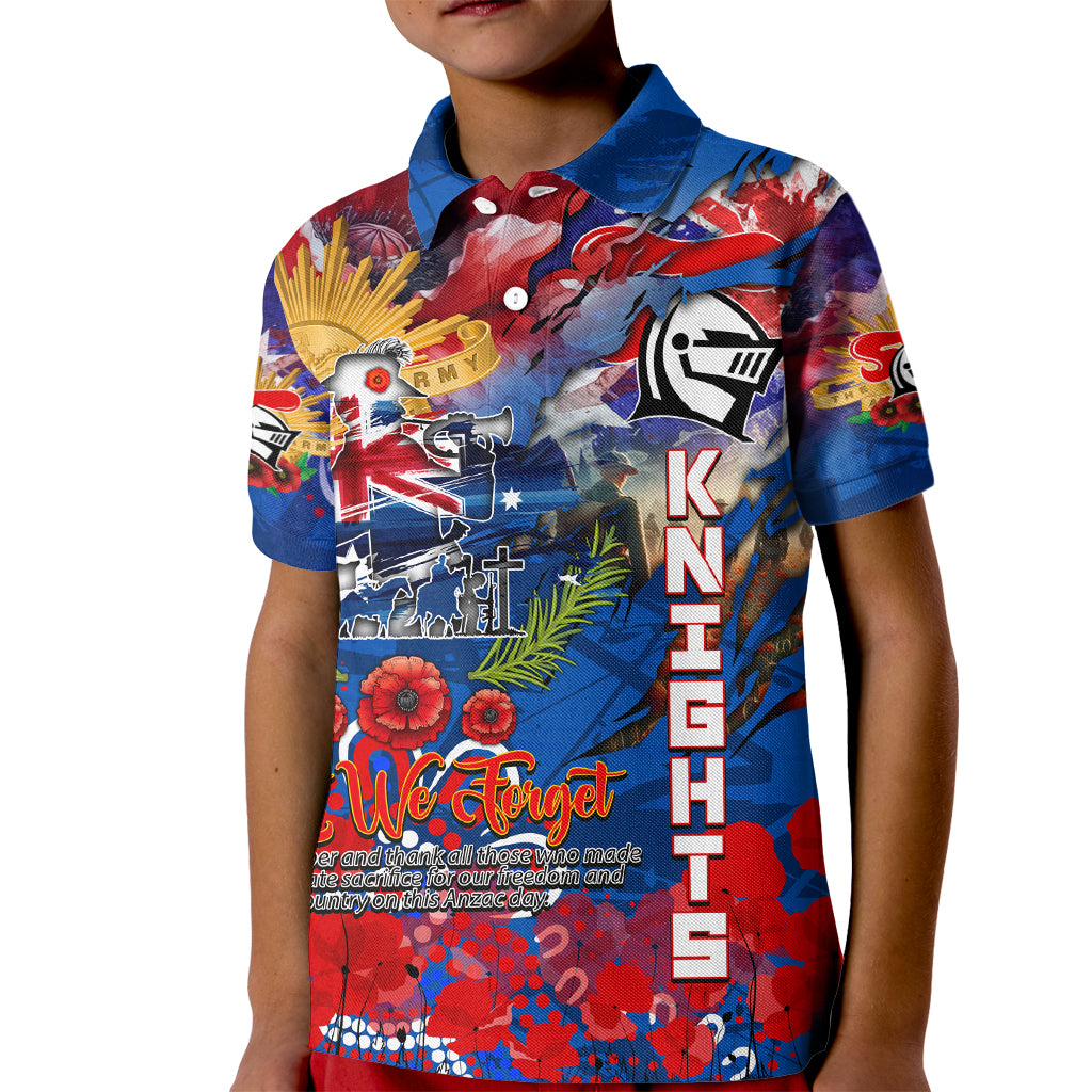 Personalised Australia Rugby Knights ANZAC Kid Polo Shirt Newcastle Scratch Style