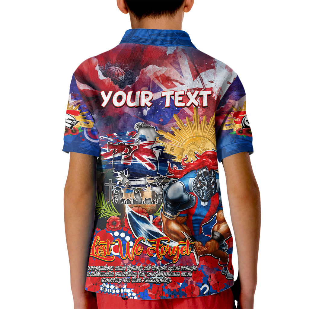 Personalised Australia Rugby Knights ANZAC Kid Polo Shirt Newcastle Scratch Style