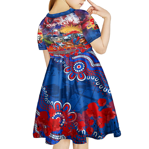 Personalised Australia Rugby Knights ANZAC Kid Short Sleeve Dress Newcastle Scratch Style