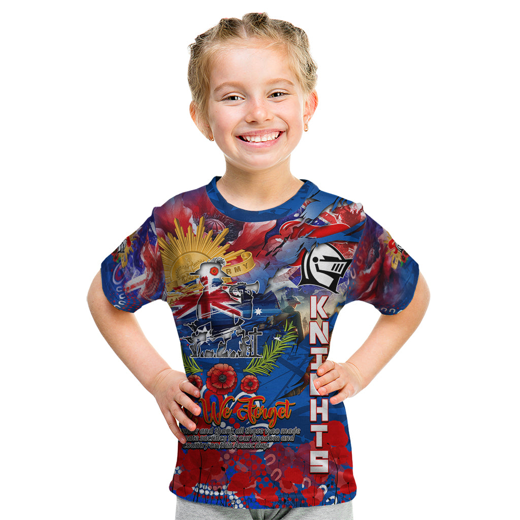Personalised Australia Rugby Knights ANZAC Kid T Shirt Newcastle Scratch Style