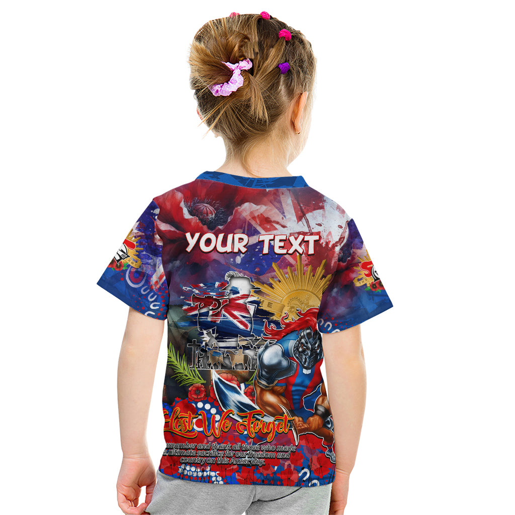 Personalised Australia Rugby Knights ANZAC Kid T Shirt Newcastle Scratch Style