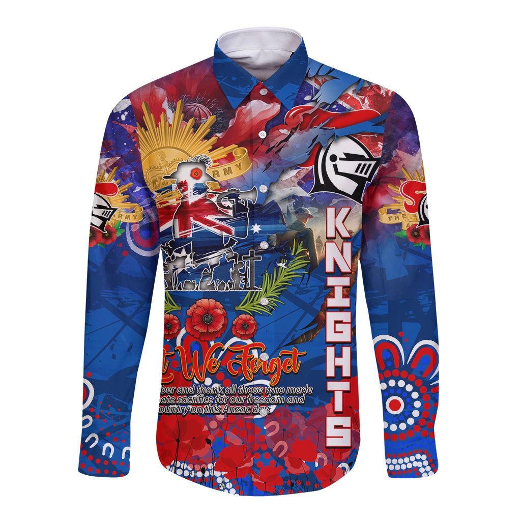 Personalised Australia Rugby Knights ANZAC Long Sleeve Button Shirt Newcastle Scratch Style