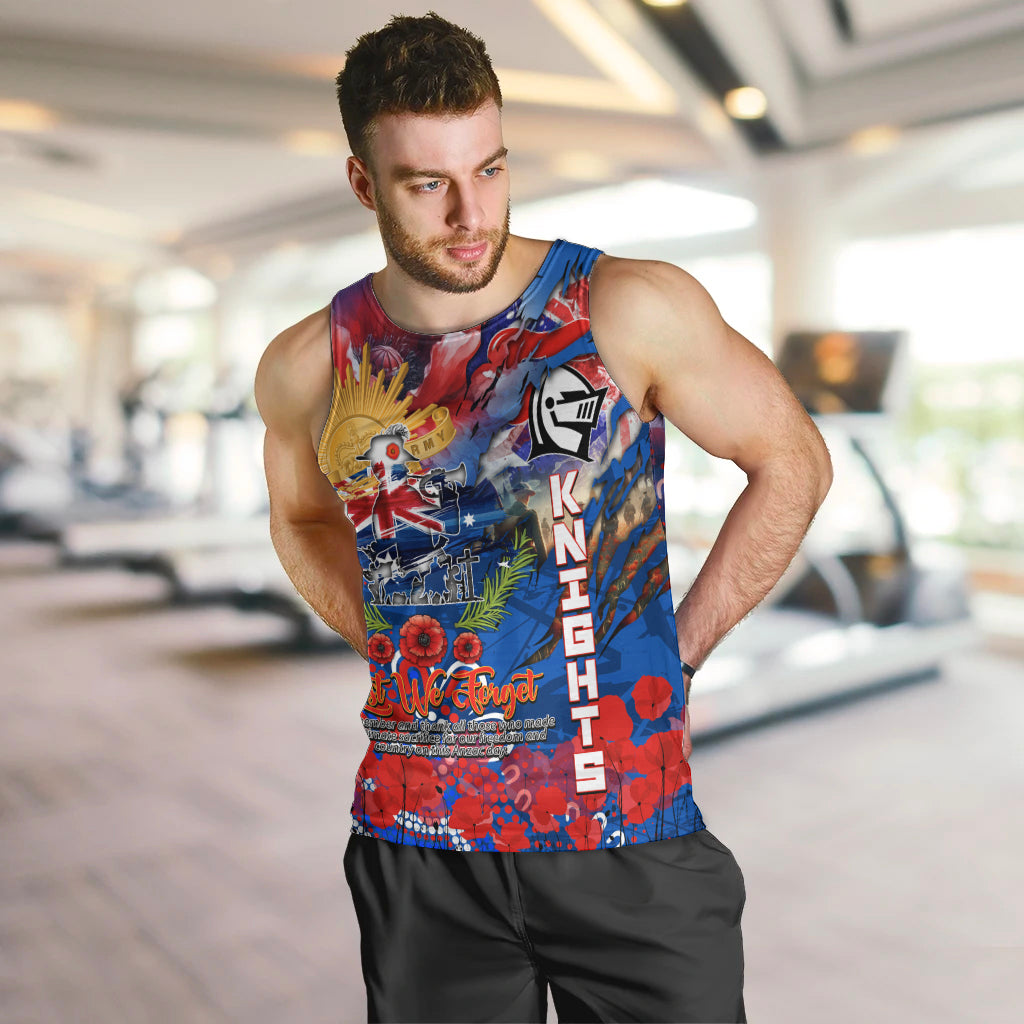 Personalised Australia Rugby Knights ANZAC Men Tank Top Newcastle Scratch Style