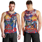 Personalised Australia Rugby Knights ANZAC Men Tank Top Newcastle Scratch Style