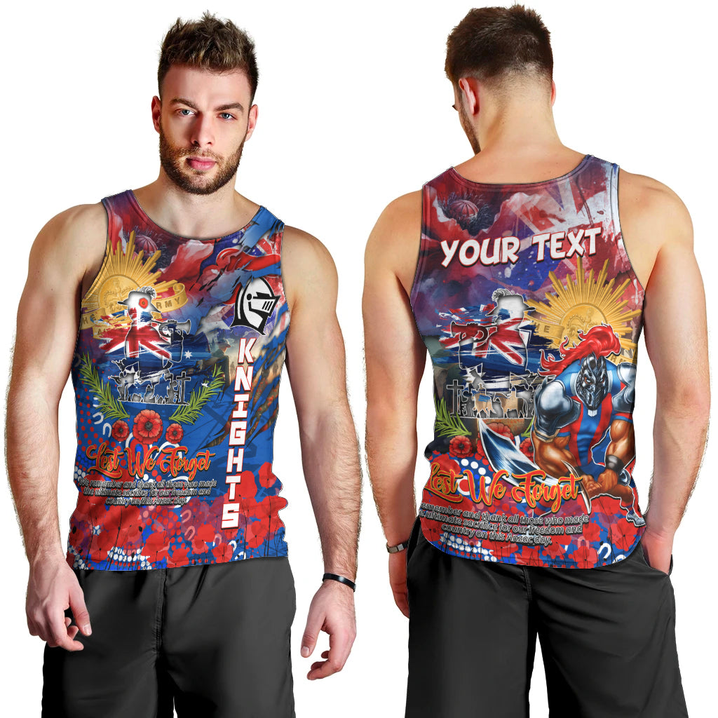 Personalised Australia Rugby Knights ANZAC Men Tank Top Newcastle Scratch Style