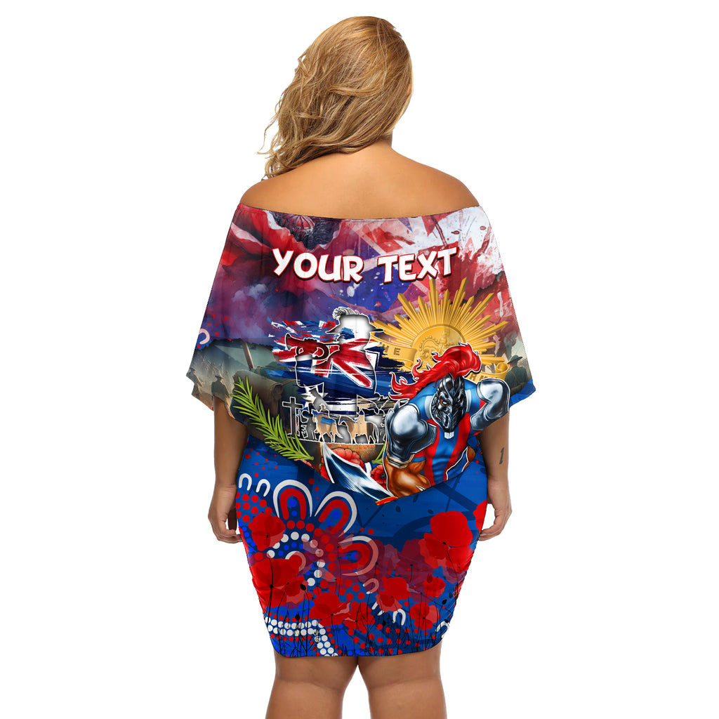 Personalised Australia Rugby Knights ANZAC Off Shoulder Short Dress Newcastle Scratch Style
