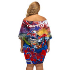 Personalised Australia Rugby Knights ANZAC Off Shoulder Short Dress Newcastle Scratch Style