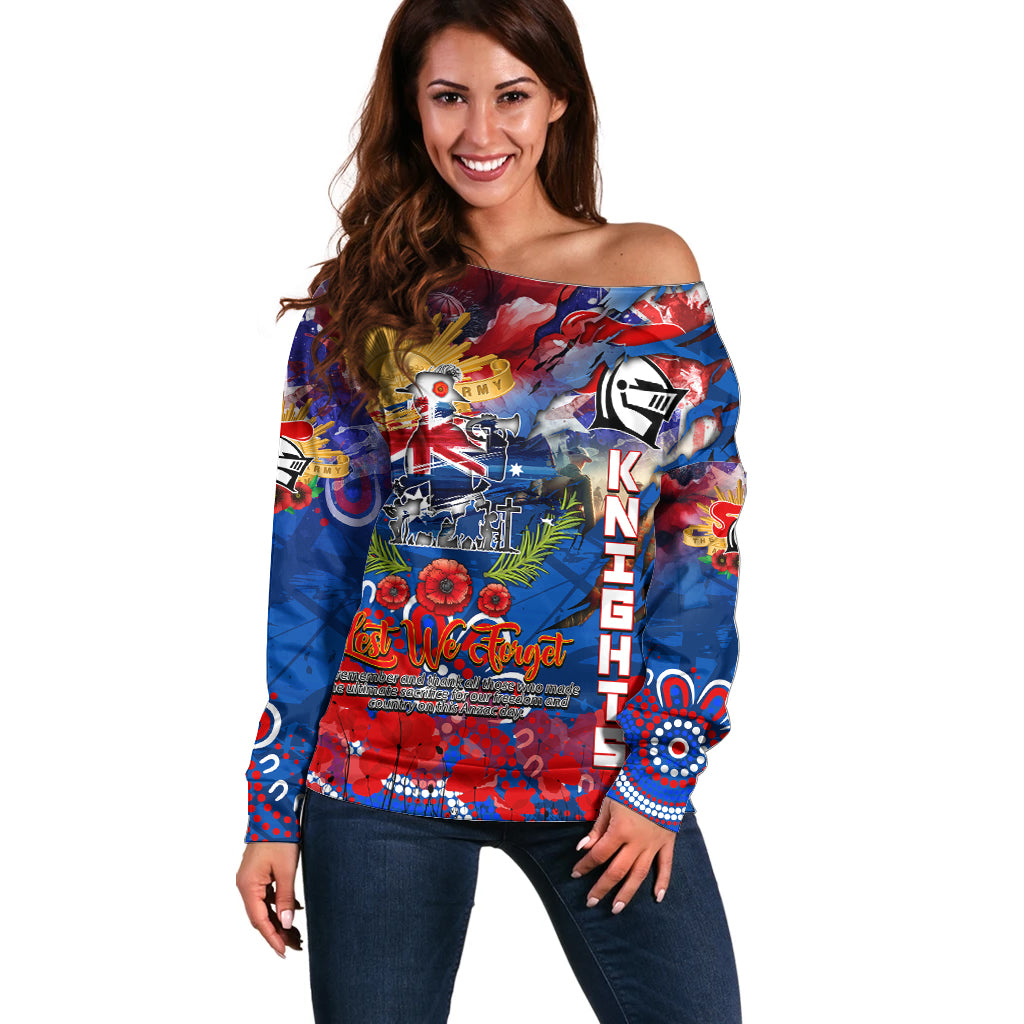 Personalised Australia Rugby Knights ANZAC Off Shoulder Sweater Newcastle Scratch Style