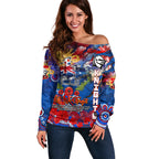 Personalised Australia Rugby Knights ANZAC Off Shoulder Sweater Newcastle Scratch Style