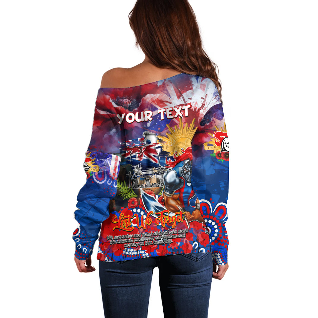 Personalised Australia Rugby Knights ANZAC Off Shoulder Sweater Newcastle Scratch Style