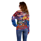 Personalised Australia Rugby Knights ANZAC Off Shoulder Sweater Newcastle Scratch Style