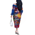 Personalised Australia Rugby Knights ANZAC Off The Shoulder Long Sleeve Dress Newcastle Scratch Style