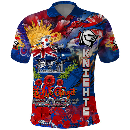 Personalised Australia Rugby Knights ANZAC Polo Shirt Newcastle Scratch Style