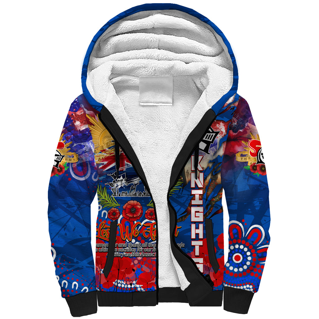Personalised Australia Rugby Knights ANZAC Sherpa Hoodie Newcastle Scratch Style