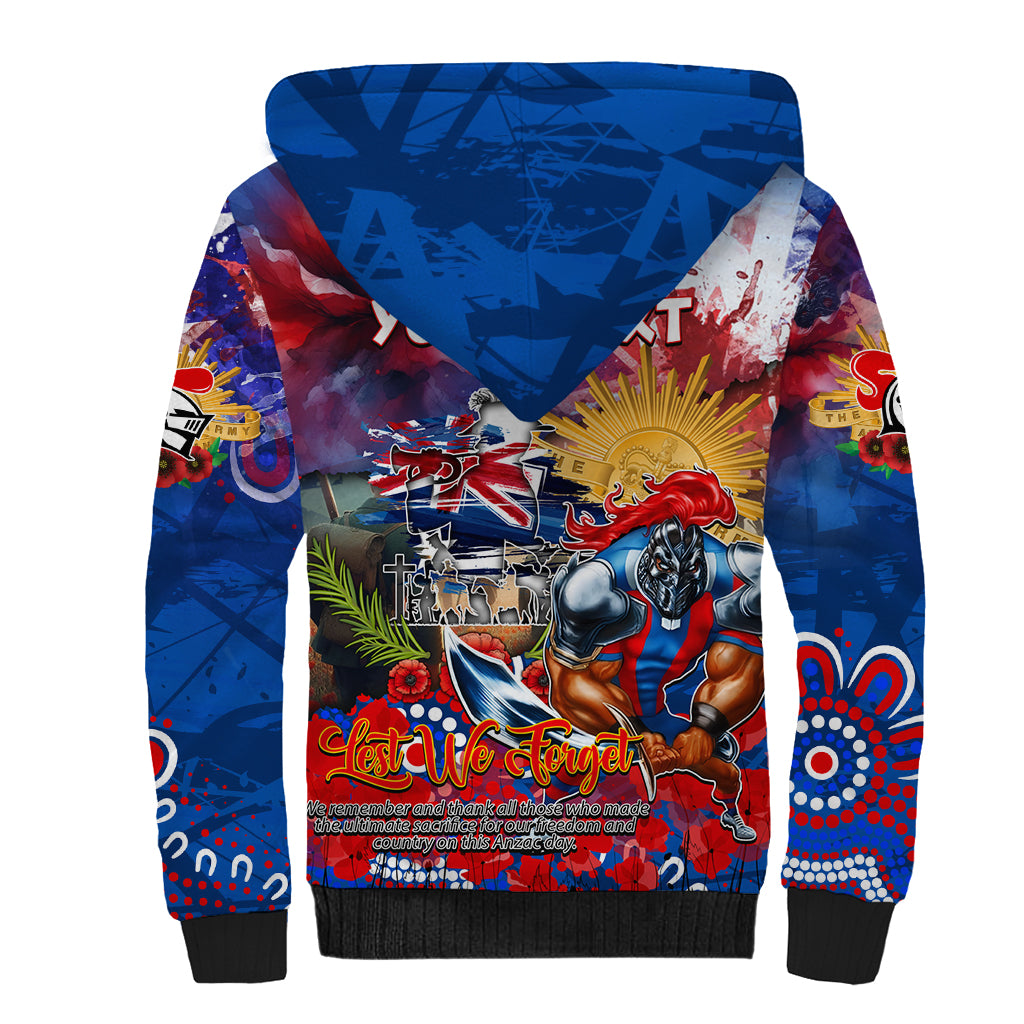 Personalised Australia Rugby Knights ANZAC Sherpa Hoodie Newcastle Scratch Style