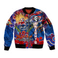 Personalised Australia Rugby Knights ANZAC Sleeve Zip Bomber Jacket Newcastle Scratch Style