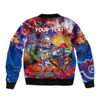 Personalised Australia Rugby Knights ANZAC Sleeve Zip Bomber Jacket Newcastle Scratch Style