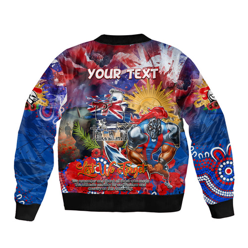 Personalised Australia Rugby Knights ANZAC Sleeve Zip Bomber Jacket Newcastle Scratch Style