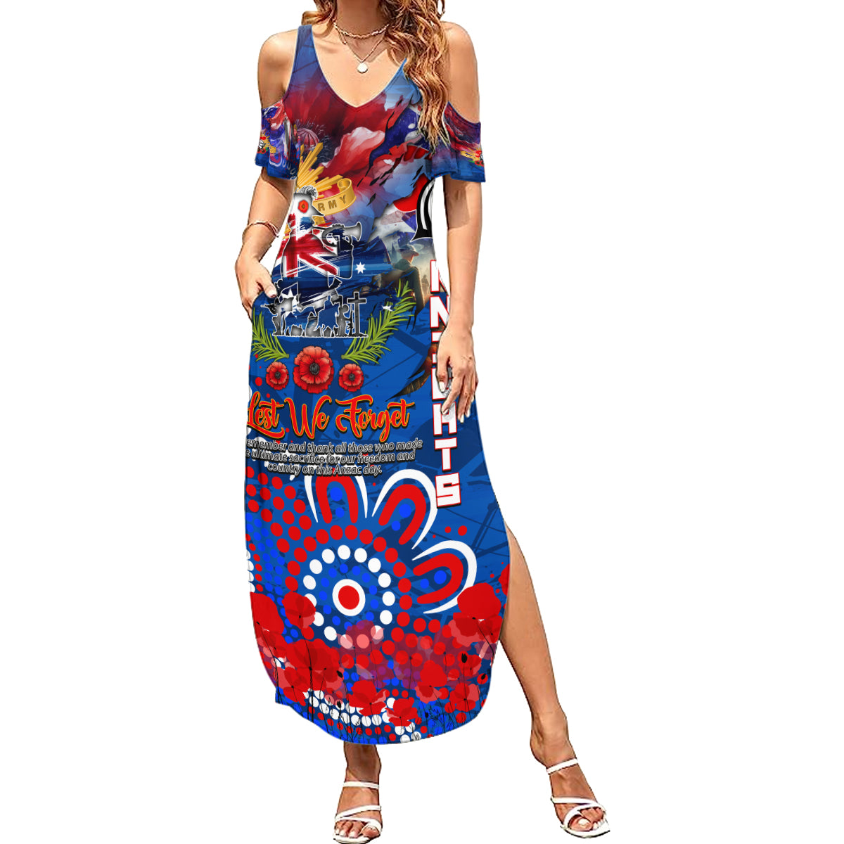 Personalised Australia Rugby Knights ANZAC Summer Maxi Dress Newcastle Scratch Style