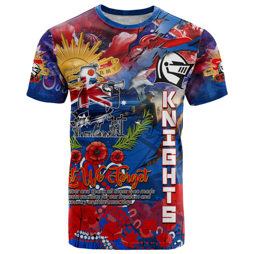 Personalised Australia Rugby Knights ANZAC T Shirt Newcastle Scratch Style