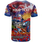 Personalised Australia Rugby Knights ANZAC T Shirt Newcastle Scratch Style