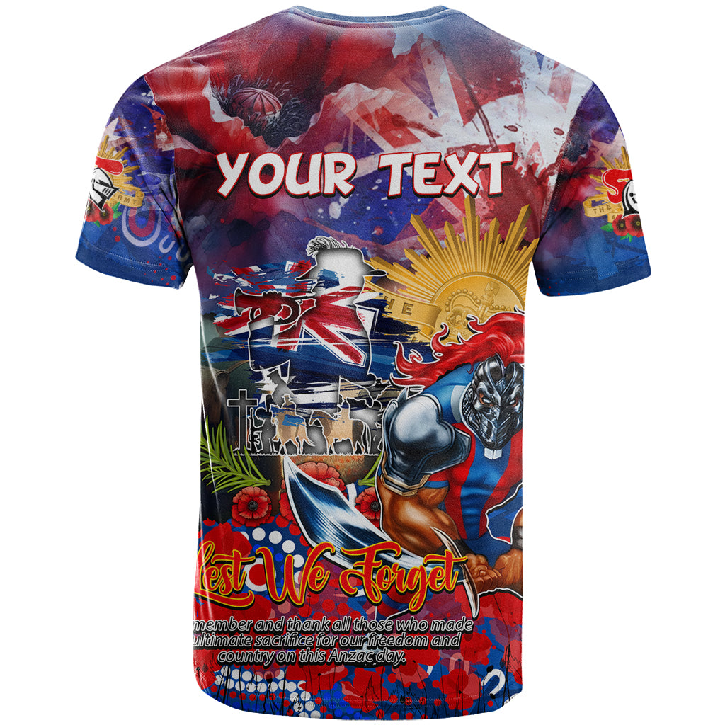 Personalised Australia Rugby Knights ANZAC T Shirt Newcastle Scratch Style