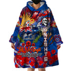 Personalised Australia Rugby Knights ANZAC Wearable Blanket Hoodie Newcastle Scratch Style