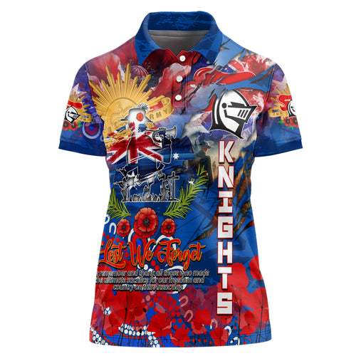 Personalised Australia Rugby Knights ANZAC Women Polo Shirt Newcastle Scratch Style