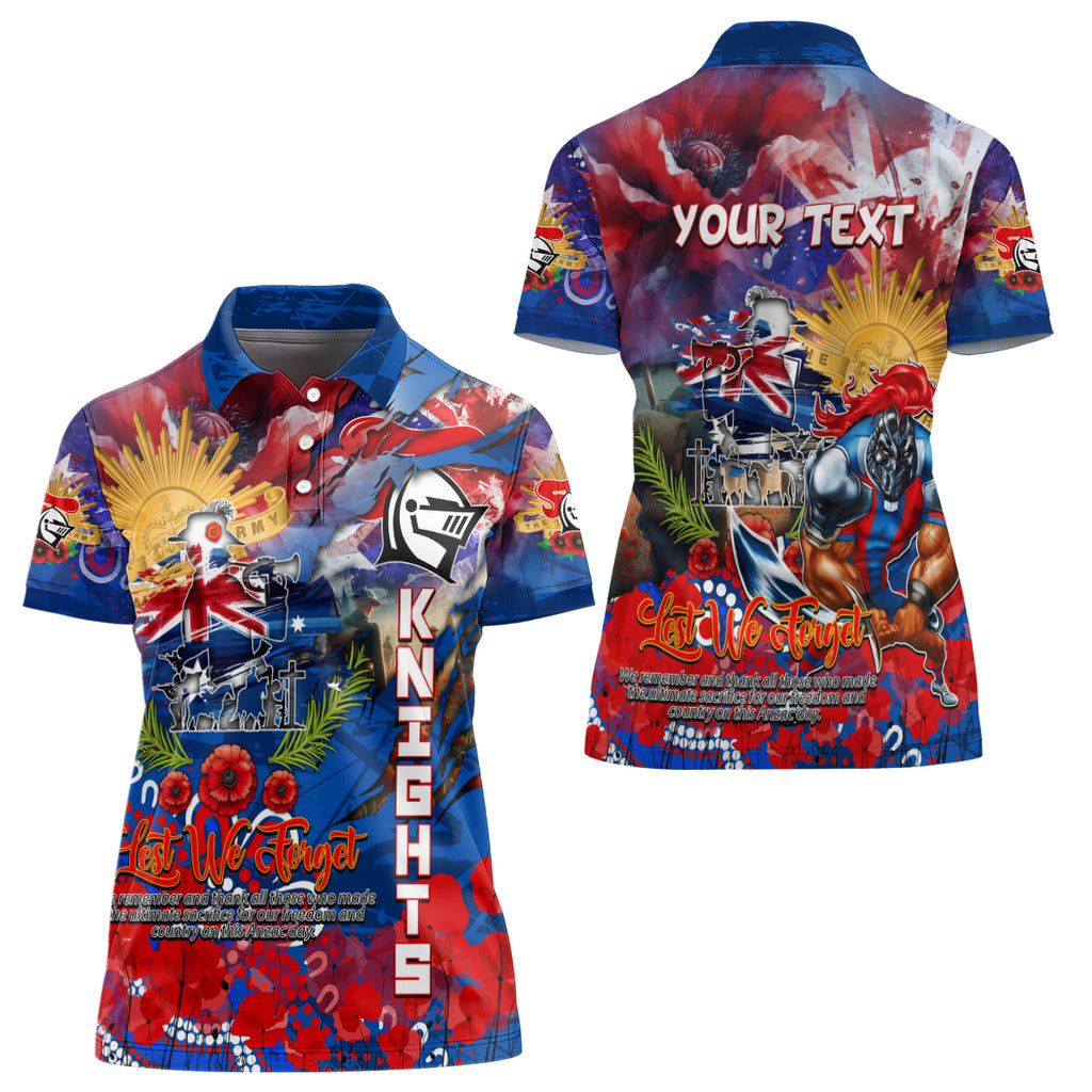 Personalised Australia Rugby Knights ANZAC Women Polo Shirt Newcastle Scratch Style