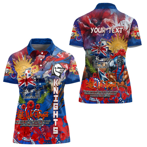 Personalised Australia Rugby Knights ANZAC Women Polo Shirt Newcastle Scratch Style