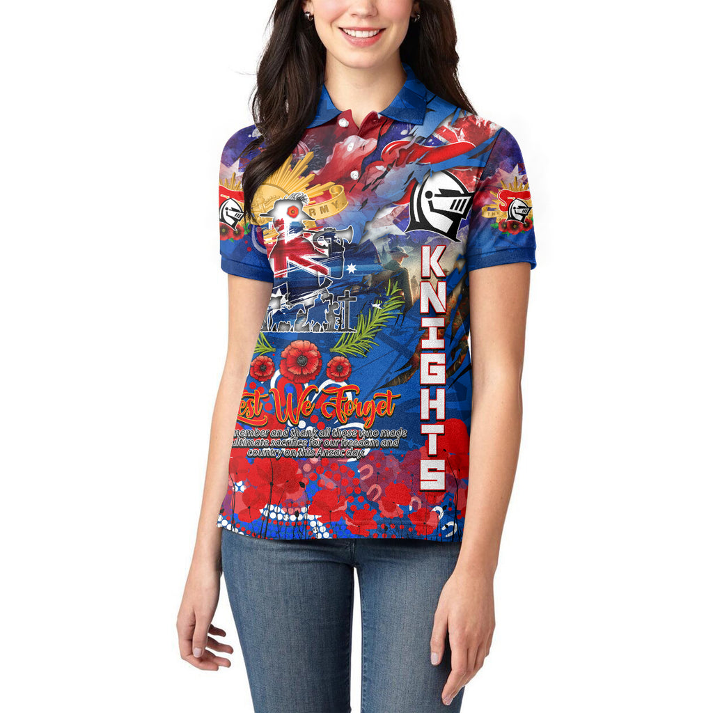 Personalised Australia Rugby Knights ANZAC Women Polo Shirt Newcastle Scratch Style