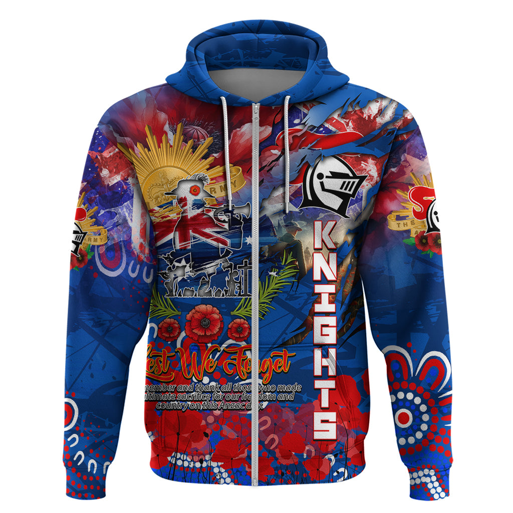 Personalised Australia Rugby Knights ANZAC Zip Hoodie Newcastle Scratch Style