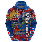 Personalised Australia Rugby Knights ANZAC Zip Hoodie Newcastle Scratch Style