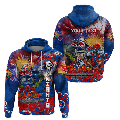 Personalised Australia Rugby Knights ANZAC Zip Hoodie Newcastle Scratch Style